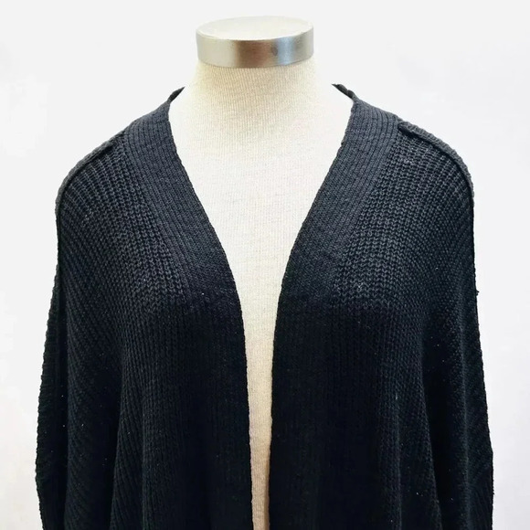 NWT SONOMA Women Long Sleeve Open Front Knit Black Long Cardigan Sweater Size 3X - Picture 2 of 14